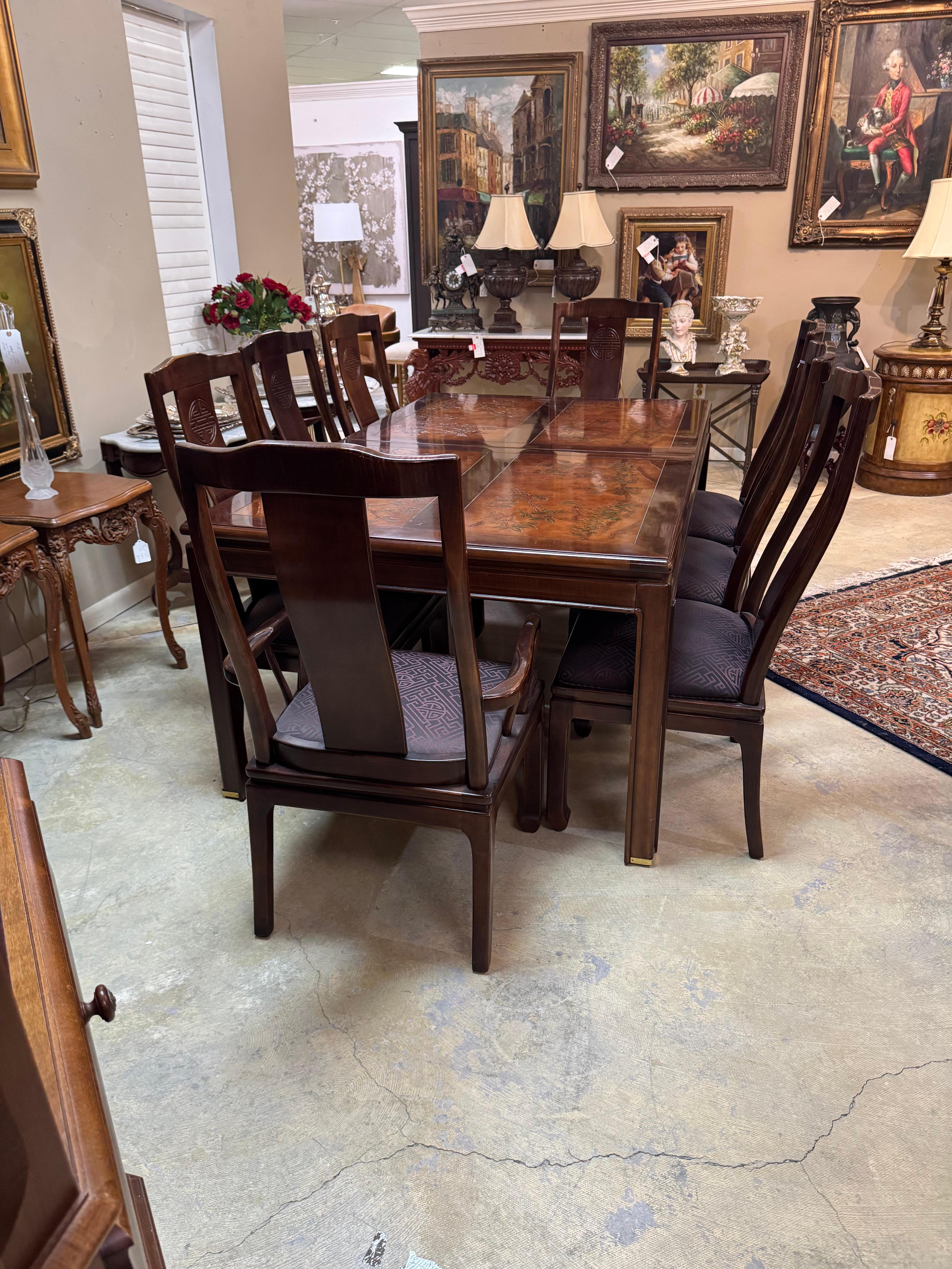 Bernhardt Table with 8 chairs, two extension and table cover For Sale 6