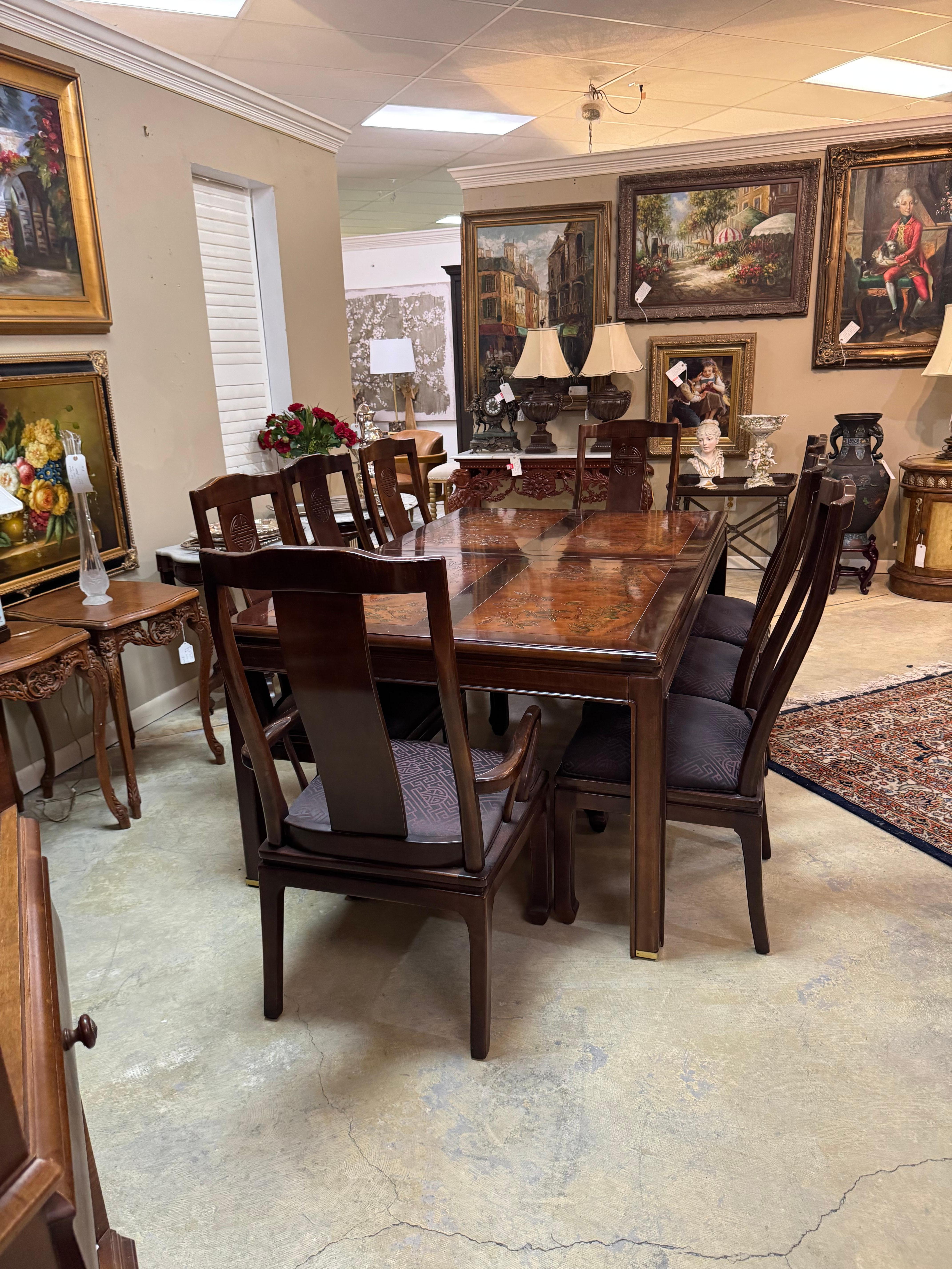 Bernhardt Table with 8 chairs, two extension and table cover For Sale 7