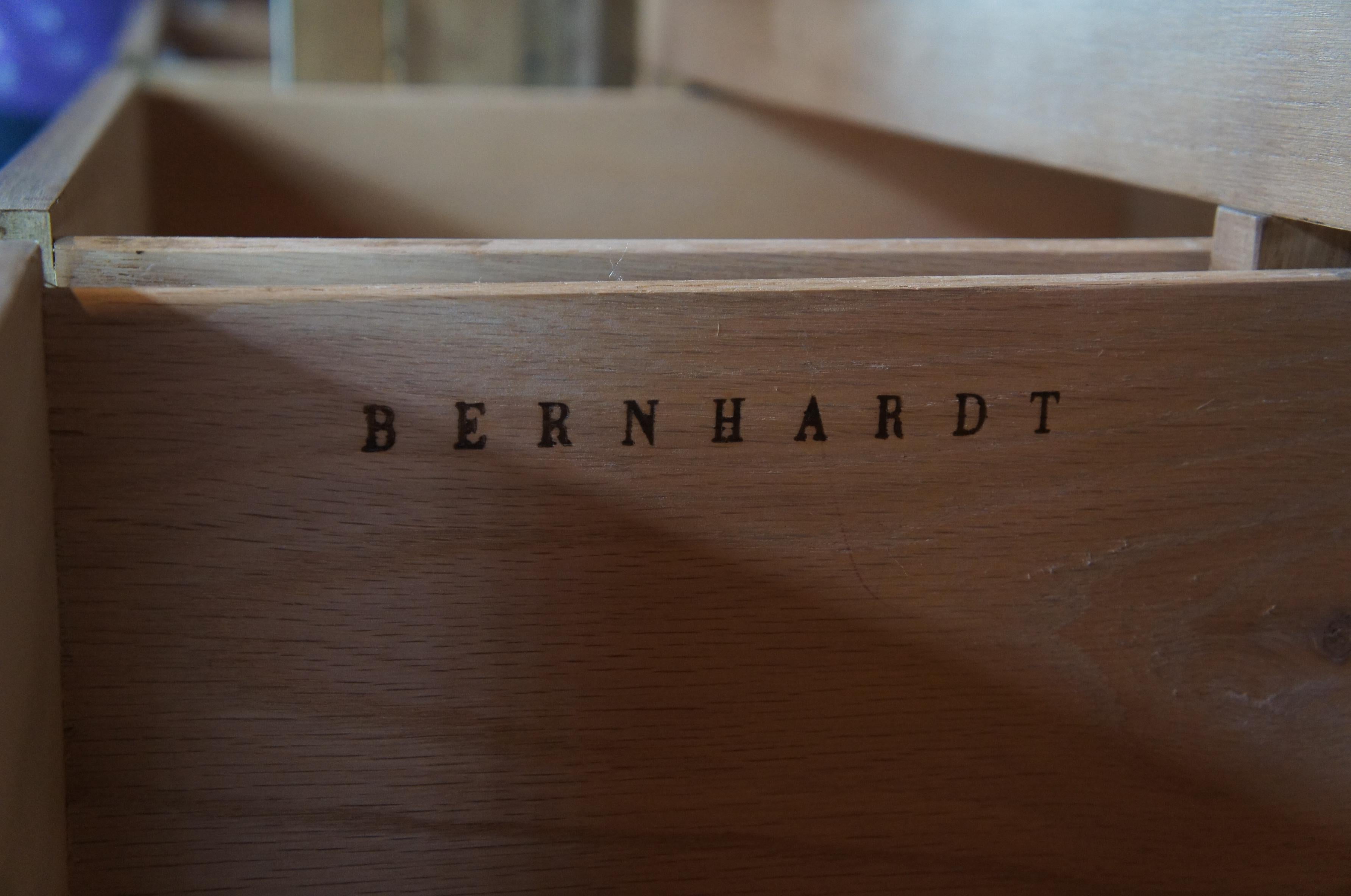 Neoclassical Bernhardt Tuscan Carved Oak Wardrobe Mirrored  Armoire Dresser TV Cabinet