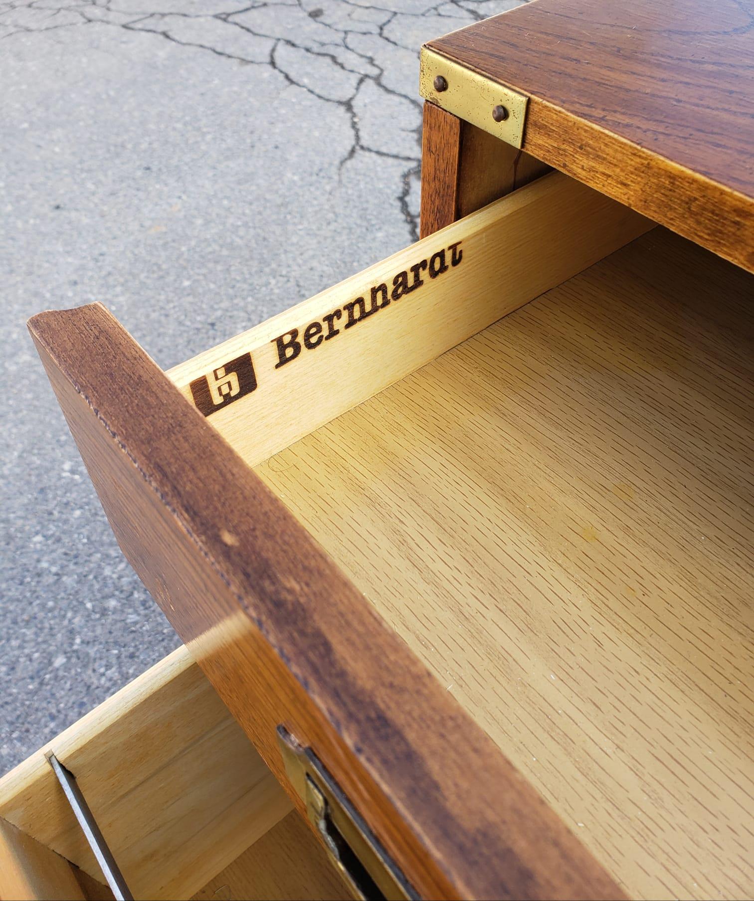 Brass Bernhardt Vintage Campaign Oak Partners Desk