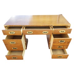 Bernhardt Vintage Campaign Oak Partners Desk