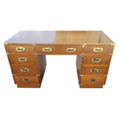 Bernhardt Vintage Campaign Oak Partners Desk