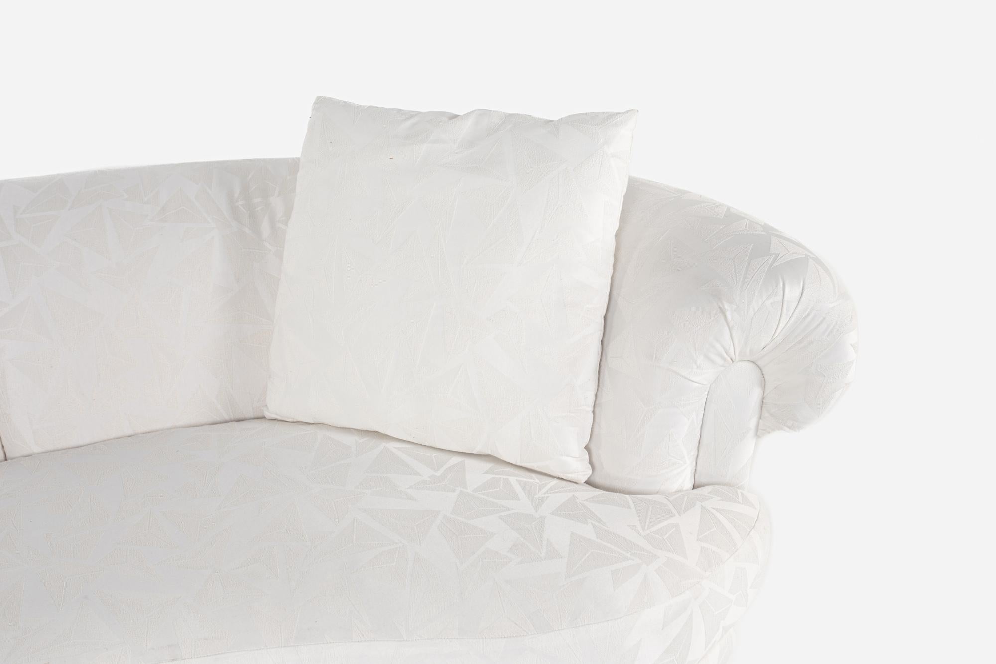 Modern Bernhardt White Upholstered Curved Sofa For Sale