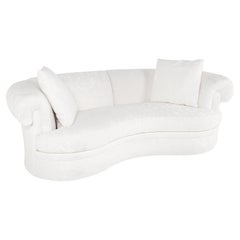 Used Bernhardt White Upholstered Curved Sofa