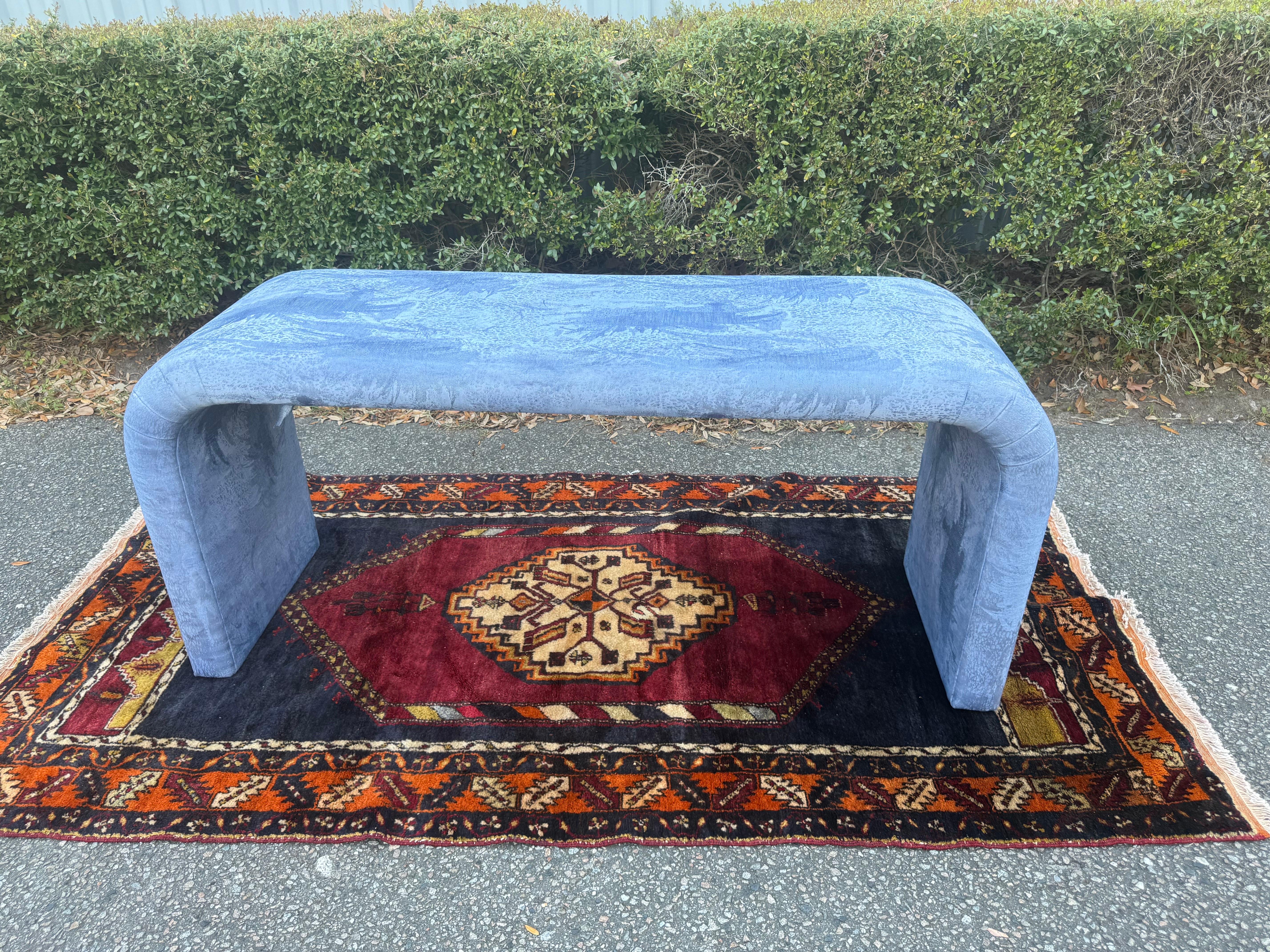 Bernhart Flare Postmodern Parsons Upholstered Console/Sofa Table In Good Condition For Sale In Charleston, SC
