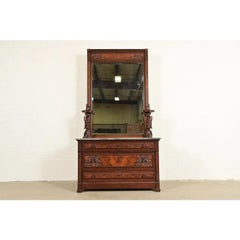 Bernheimer Collection Victorian Walnut and Vanity Table With Mirror, Circa 1880s