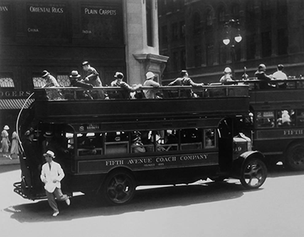 Bernice Abbott Black and White Photograph - Fifth Avenue Coach Company, New York