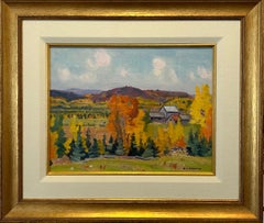 Vintage 'Autumn Glory, Farm near Bancroft' Midcentury Oil Painting of Rural Landscape