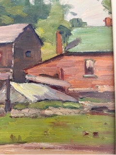 'Down on the Farm in Lambton' Pintura al óleo de mediados de siglo sobre un paisaje rural