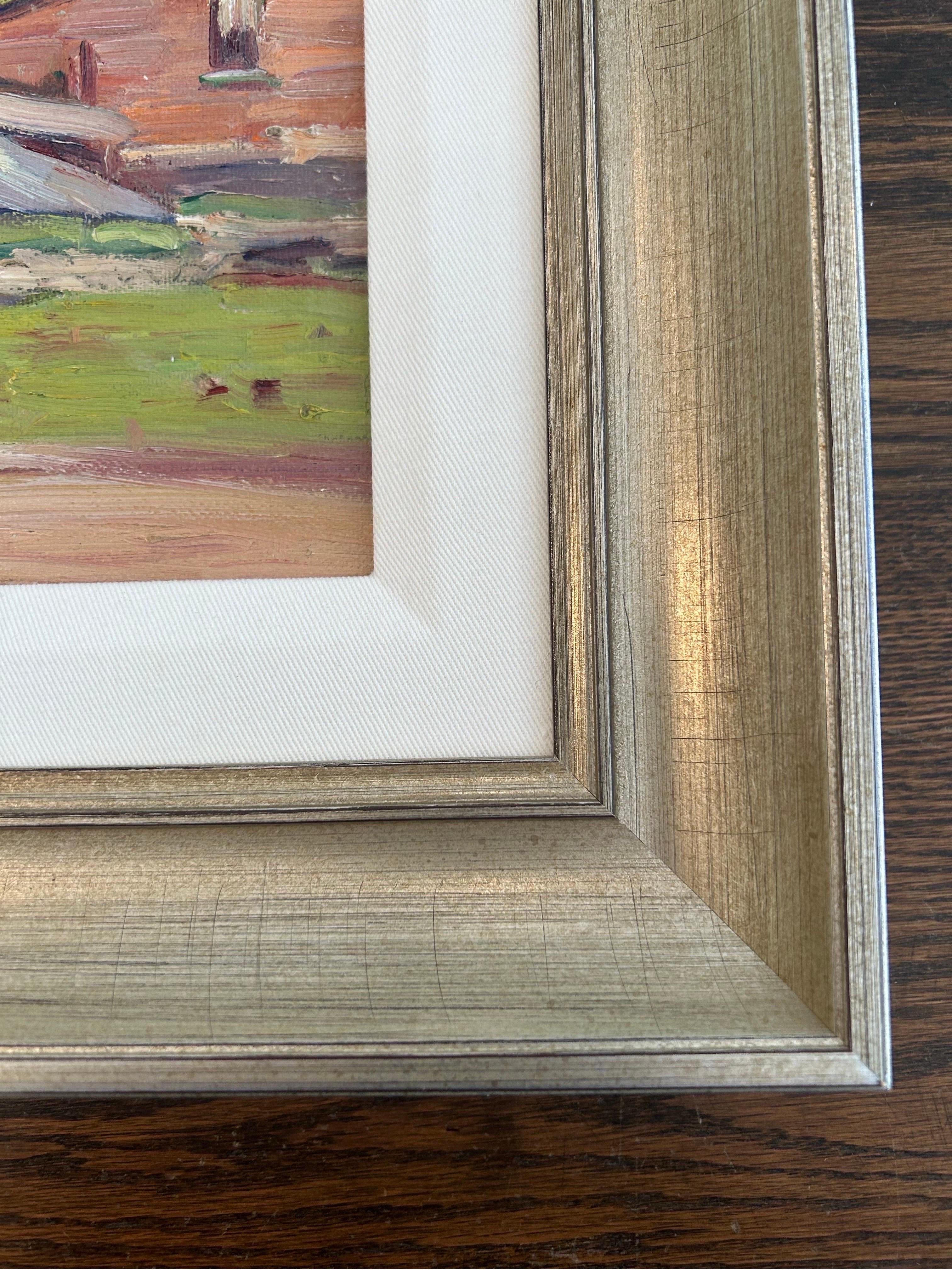 'Down on the Farm in Lambton' Midcentury Oil Painting of Rural Landscape For Sale 2