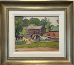 'Down on the Farm in Lambton' Midcentury Oil Painting of Rural Landscape