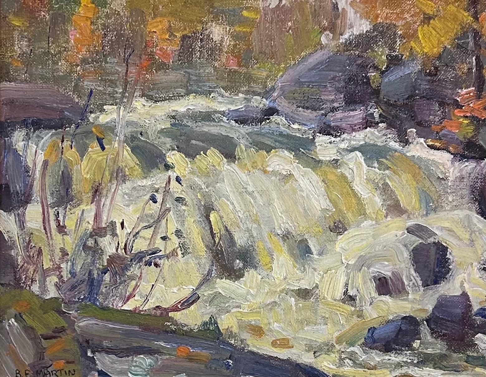 'Muskoka Waterfall' Midcentury Oil Landscape Painting 1