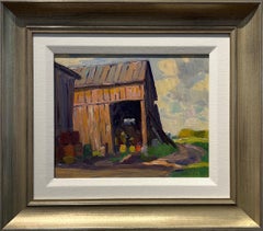‘Old Barn, Muskoka' Midcentury Oil Painting of Rural Landscape