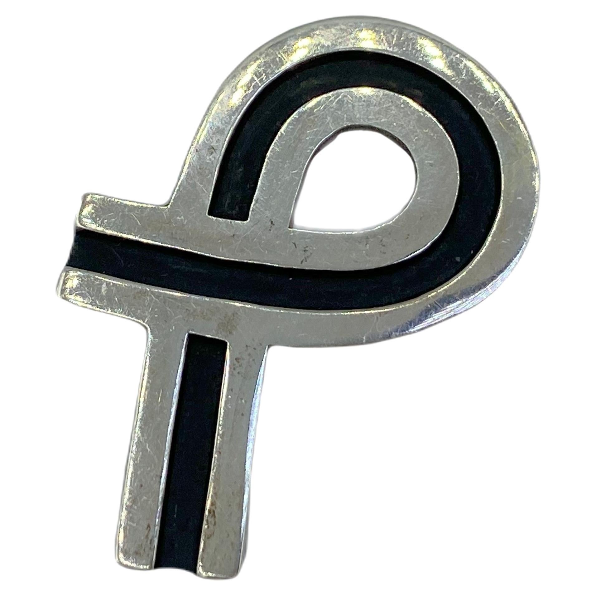 Bernice Goodspeed Silver Taxco Mexico Mid-Century Silver & Black Ribbon Brooch For Sale