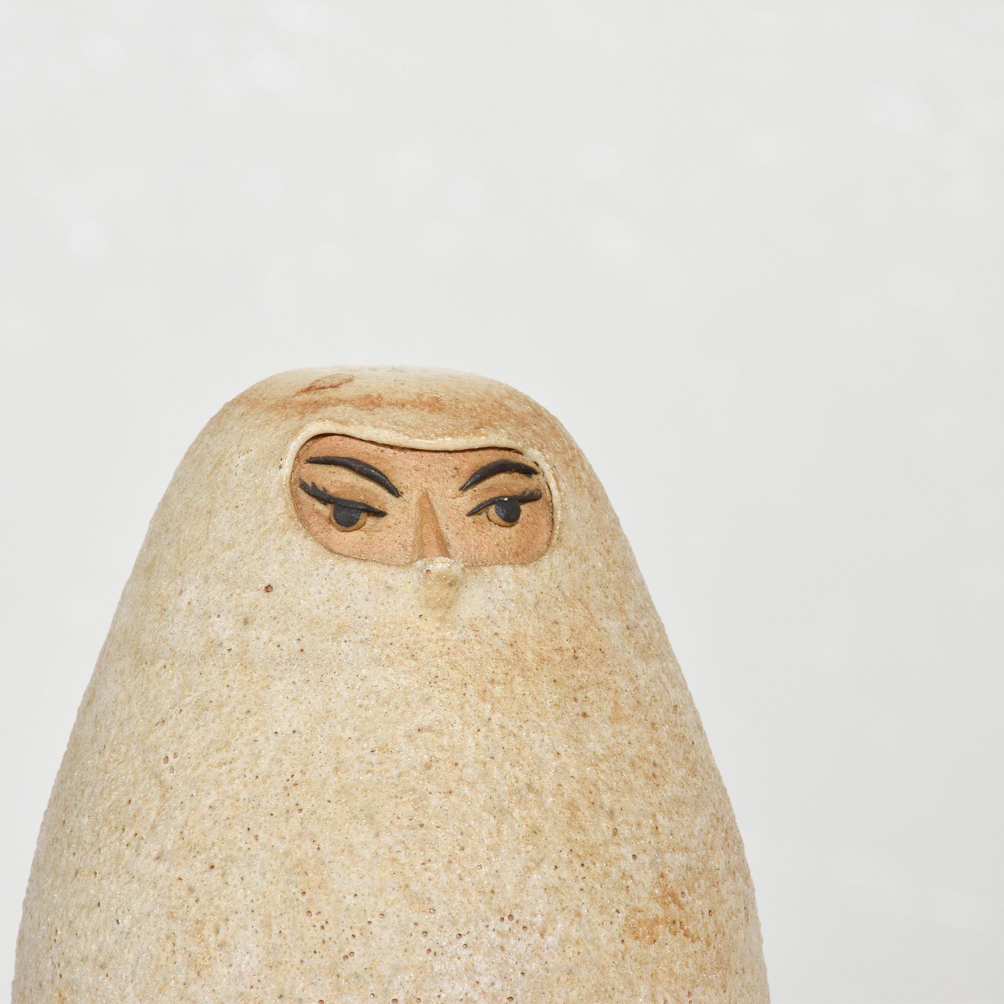 Bernice Huber Lidded Pottery Vessel with Painted Makeup Eyes California, 1960s 3
