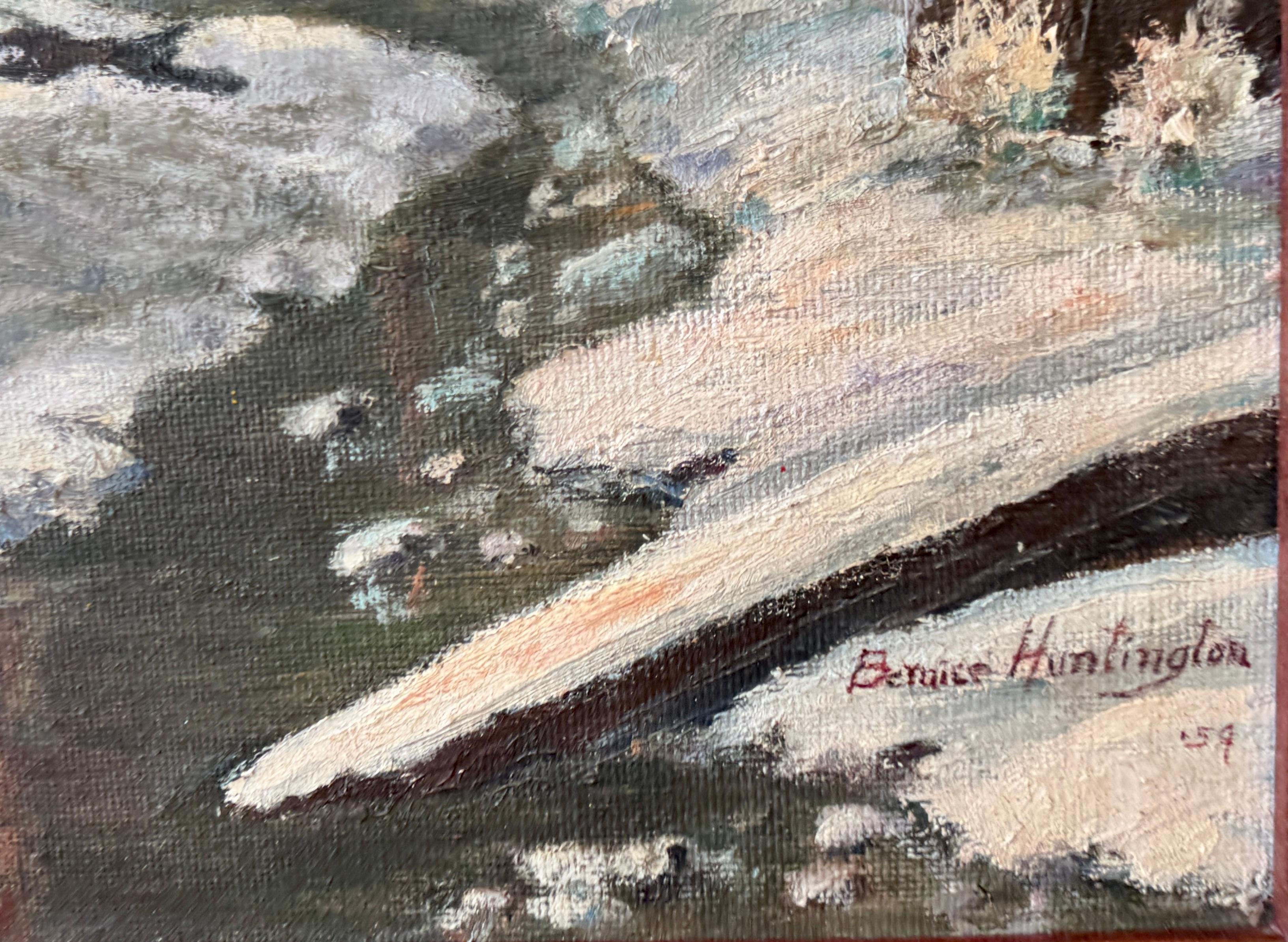 High Sierra California Redwoods in the Snow - American Impressionist Painting by Bernice Huntington