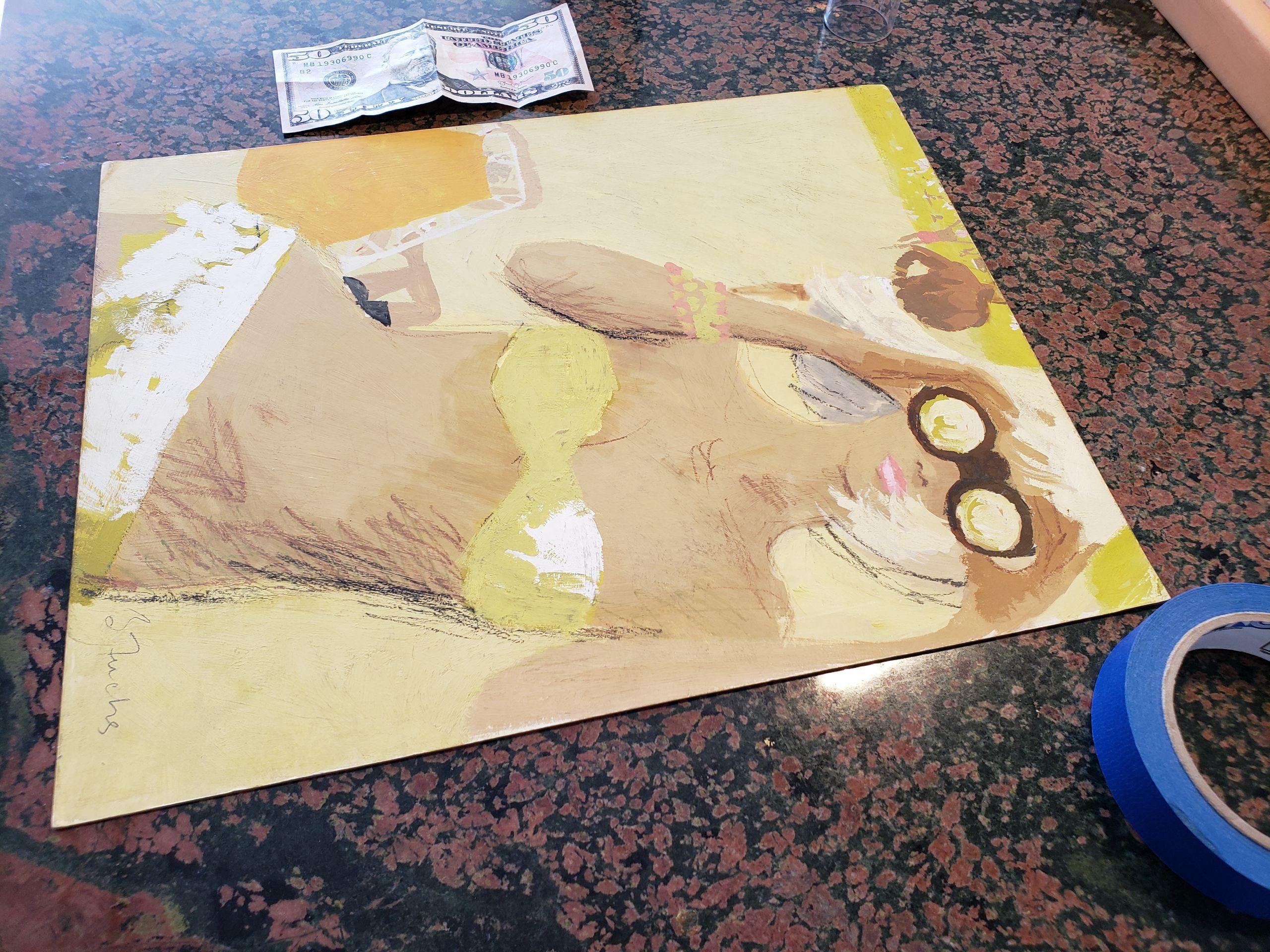 girl with binoculars painting