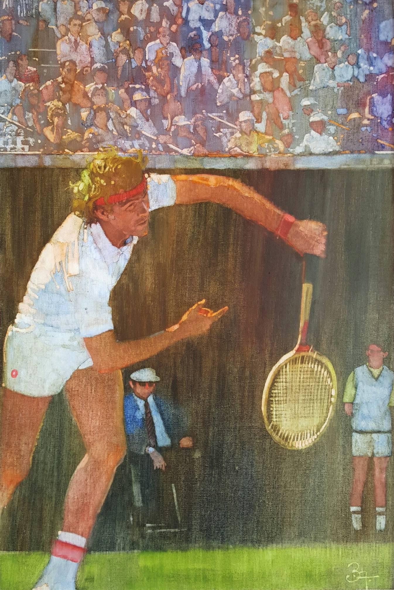 Bernie Fuchs Figurative Painting - Blond Hair Tennis Player