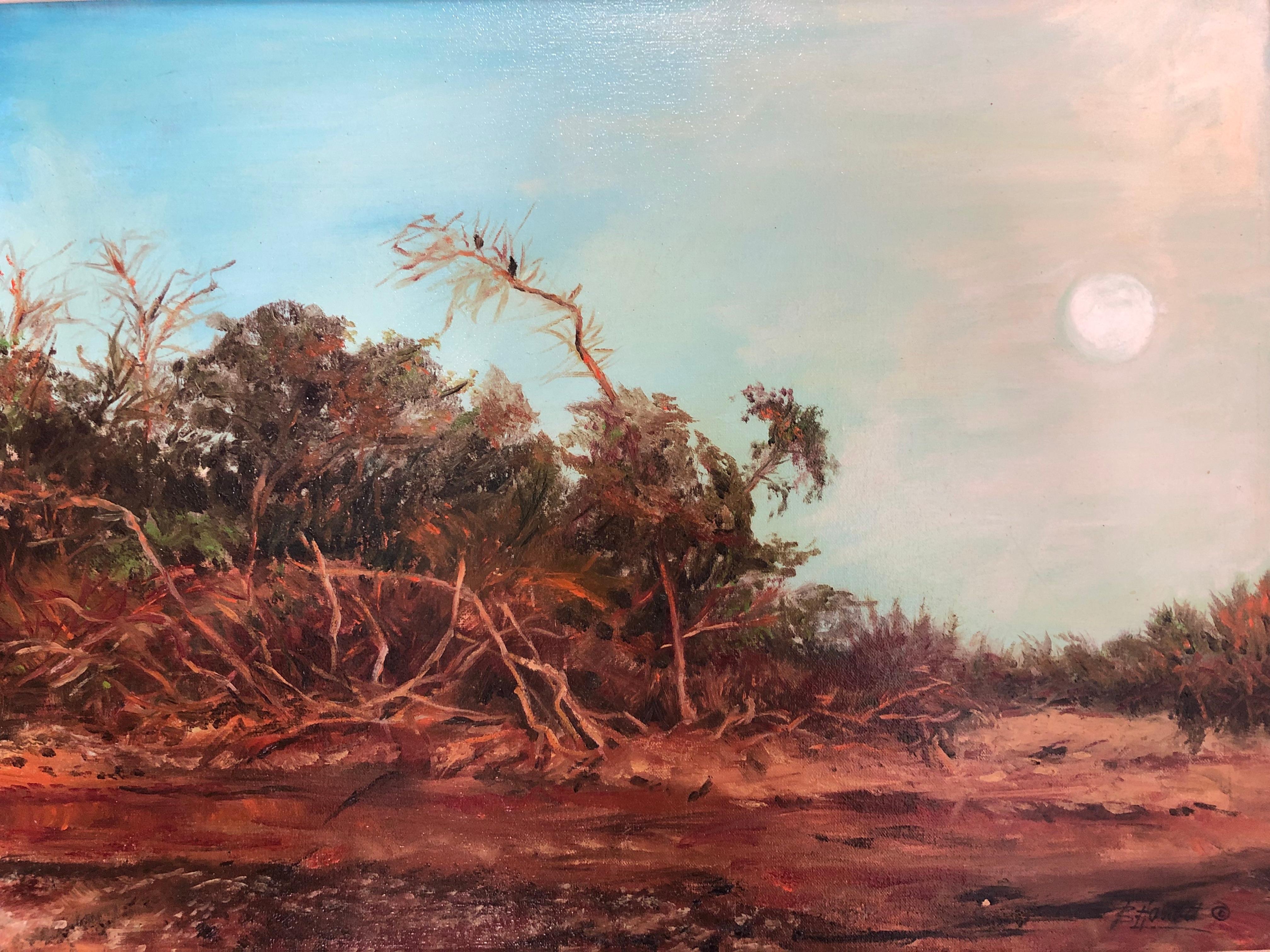 After The Rain Florida Everglades  - Gray Landscape Painting by Bernie Habicht