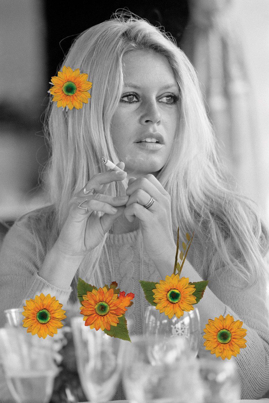 Déesse florale - Brigitte Bardot - Mixed Media Art de Bernie Taupin
