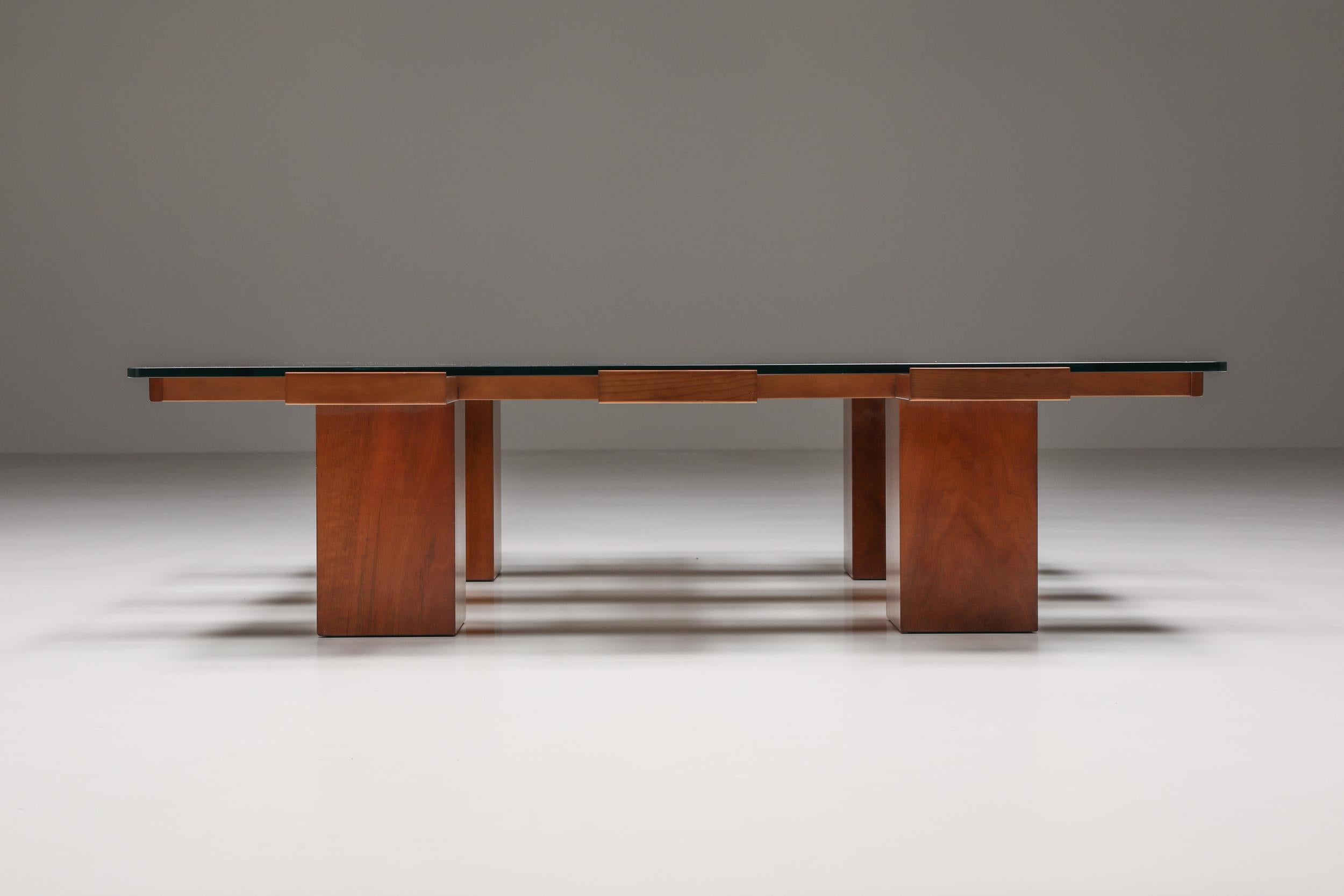 Mid-20th Century Bernini Style Square Coffee Table, Italian Design, 1950's, Mid-Century Modern