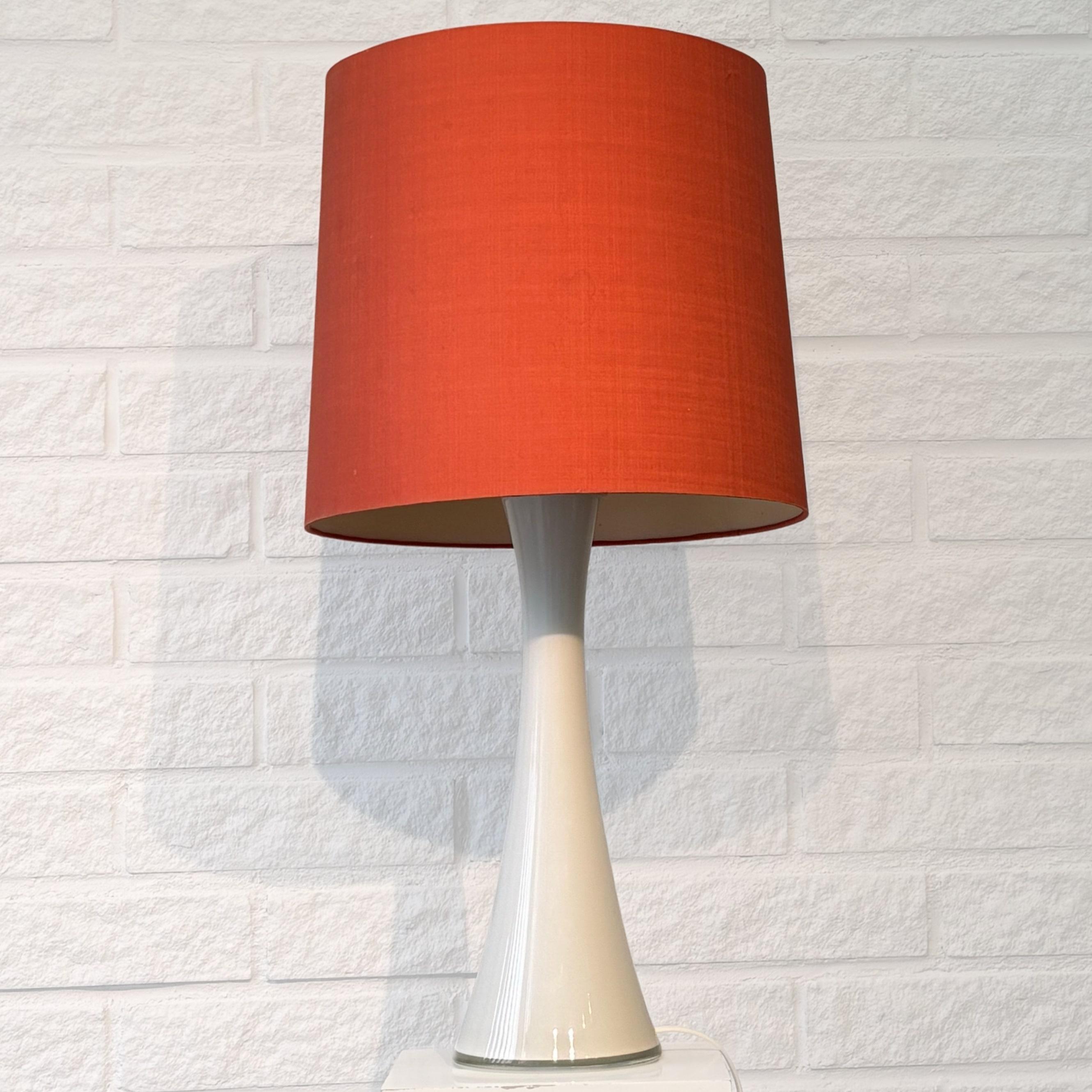 Swedish Bernt Nordstedt, Bergboms, mid century table lamp, glass & textile, Sweden 1960s For Sale