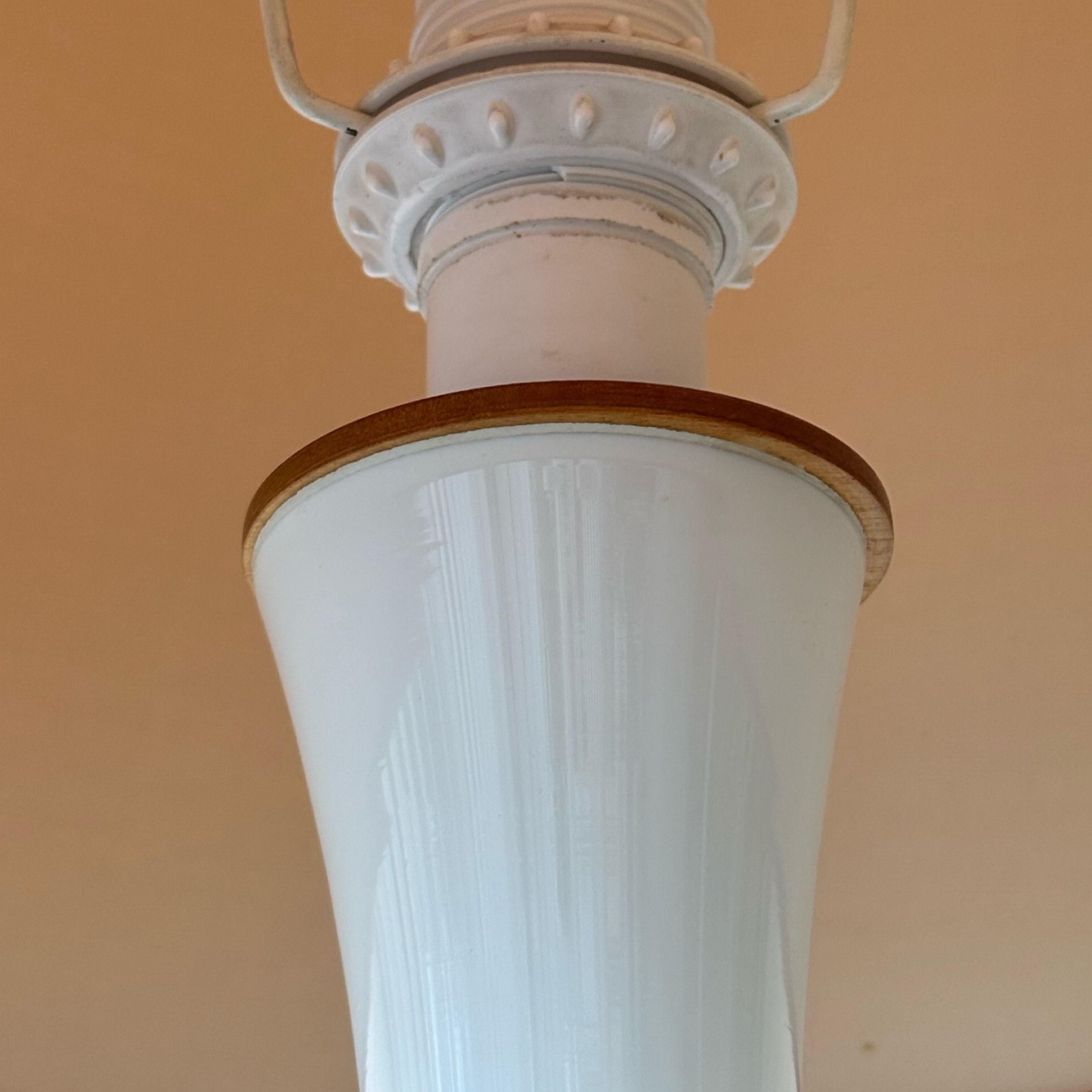 Mid-20th Century Bernt Nordstedt, Bergboms, mid century table lamp, glass & textile, Sweden 1960s For Sale