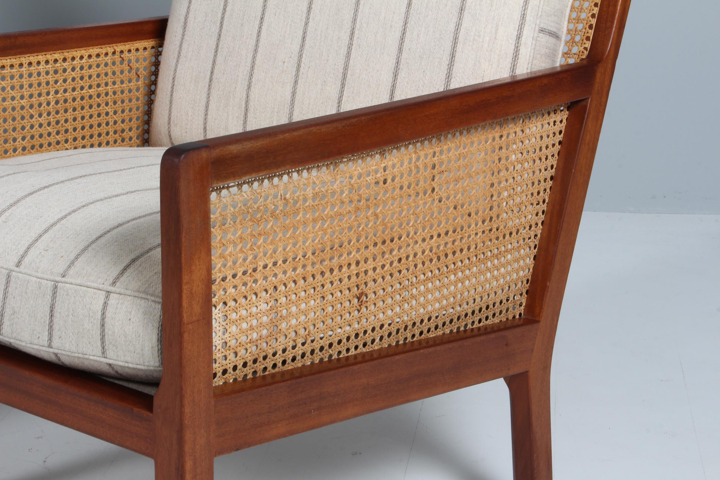 Mid-20th Century Bernt Pedersen lounge chair, mahogany and Cane For Sale