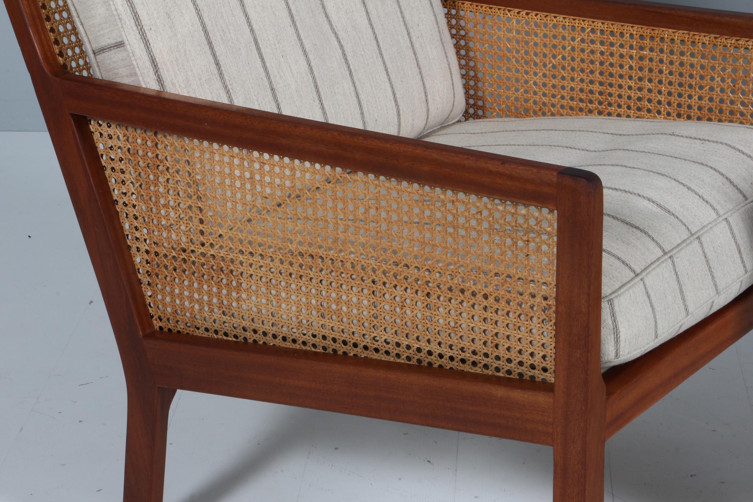 Bernt Pedersen lounge chair, mahogany and Cane For Sale 1