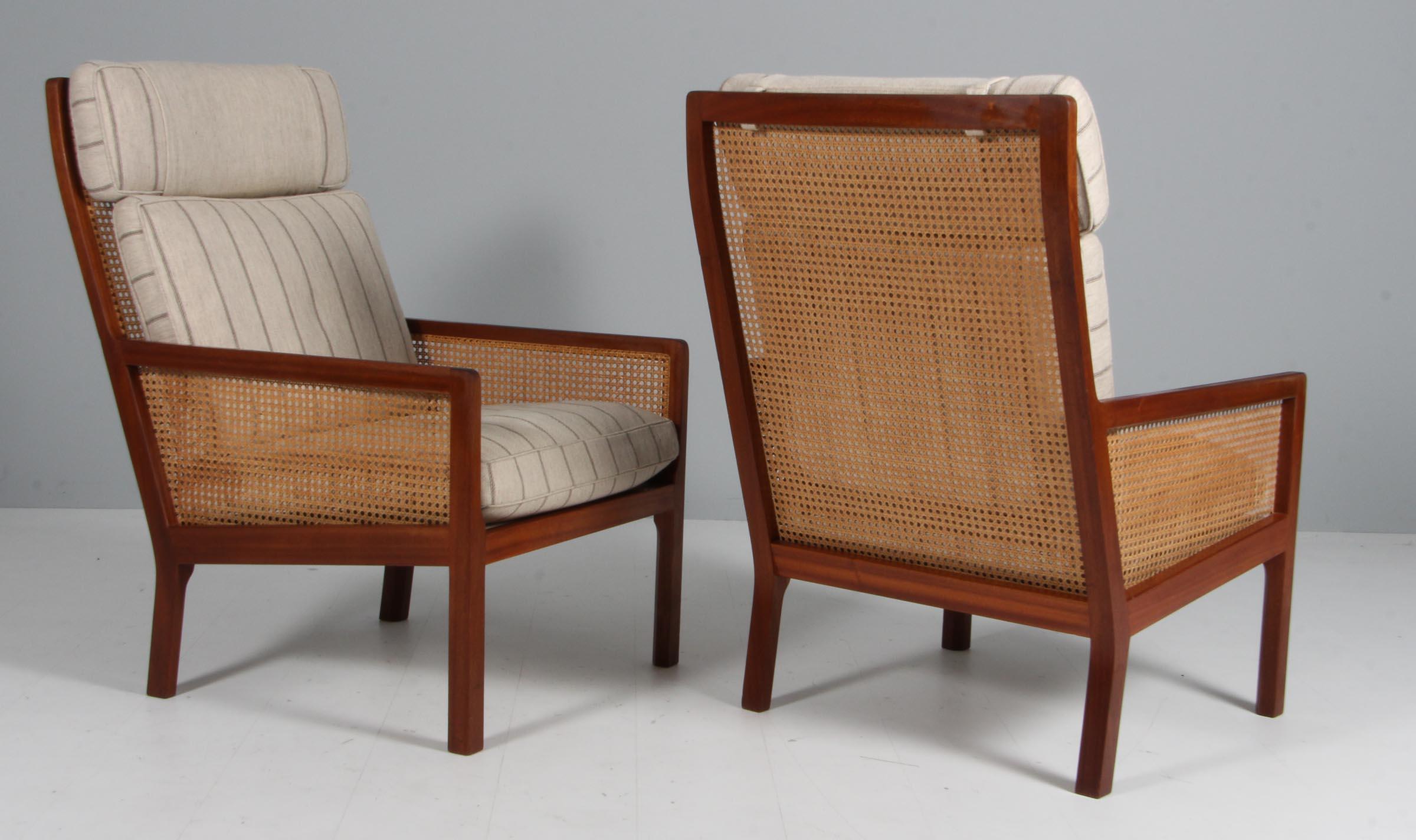 Bernt Pedersen lounge chair, mahogany and Cane For Sale 2