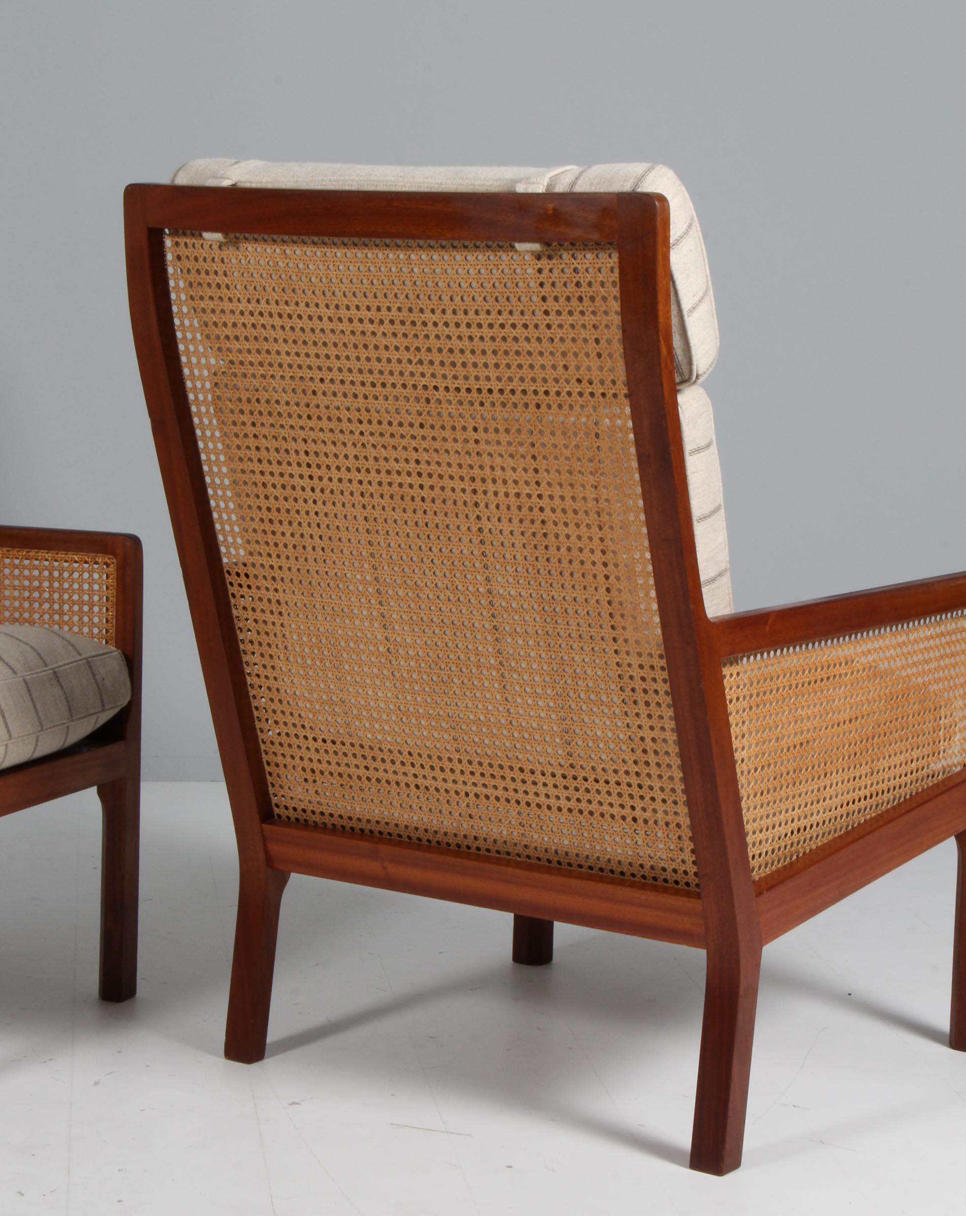 Bernt Pedersen lounge chair, mahogany and Cane For Sale 3