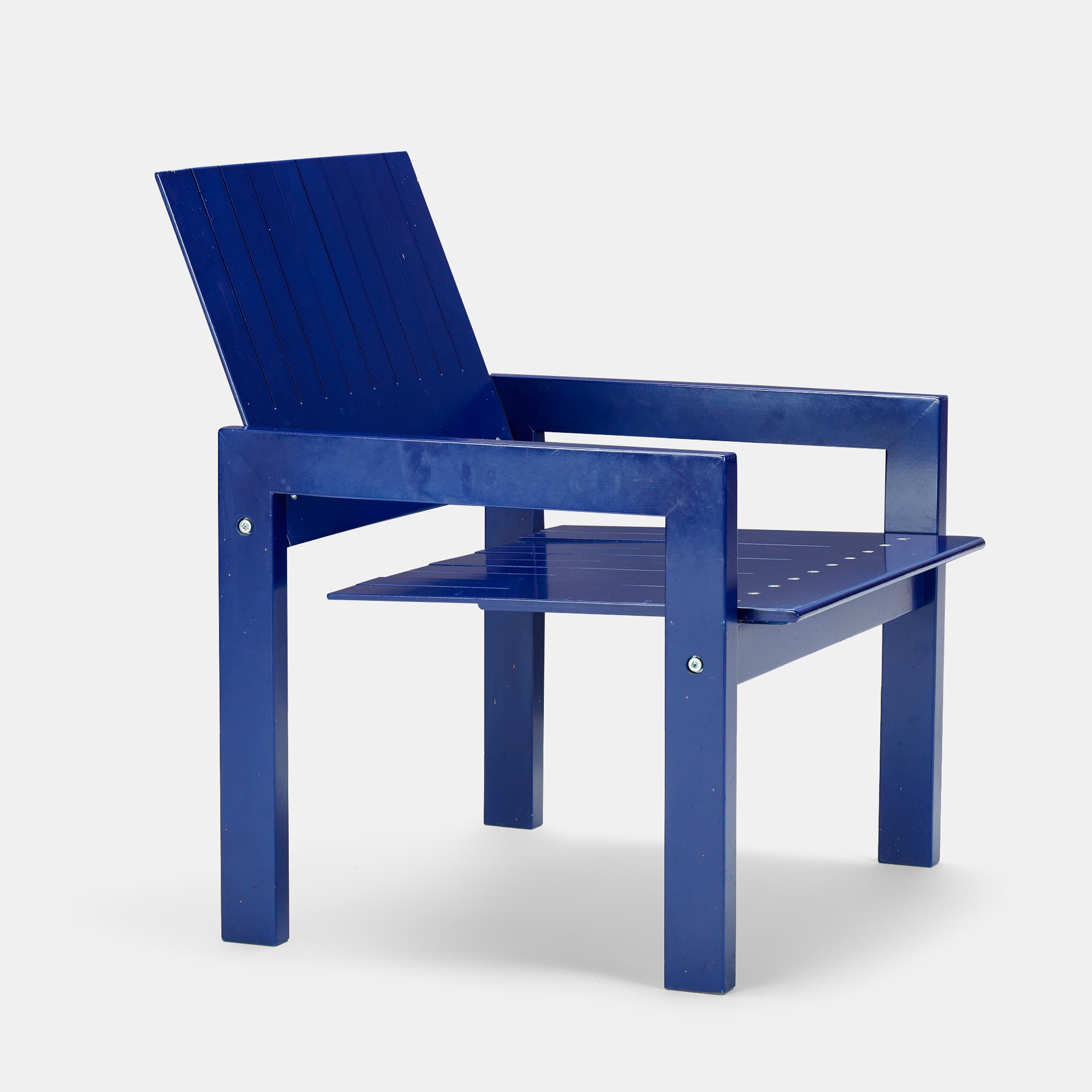 Painted Bernt Petersen blue Crate Lounge Chair for Carl Hansen Denmark, 1982 For Sale