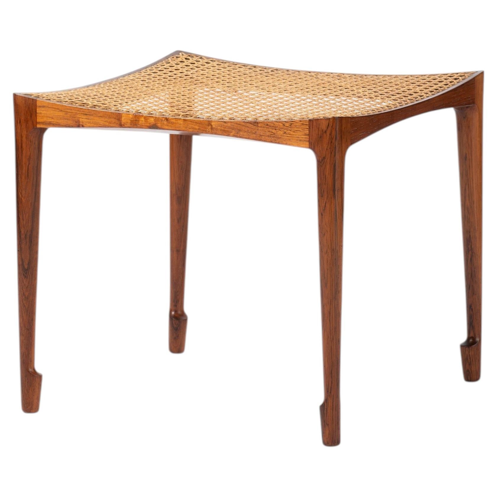 Bernt Petersen Cane Rosewood Egyptian Stool 1957 For Sale