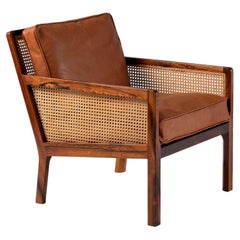 Bernt Petersen Cane Rosewood Lounge Chair 1960s