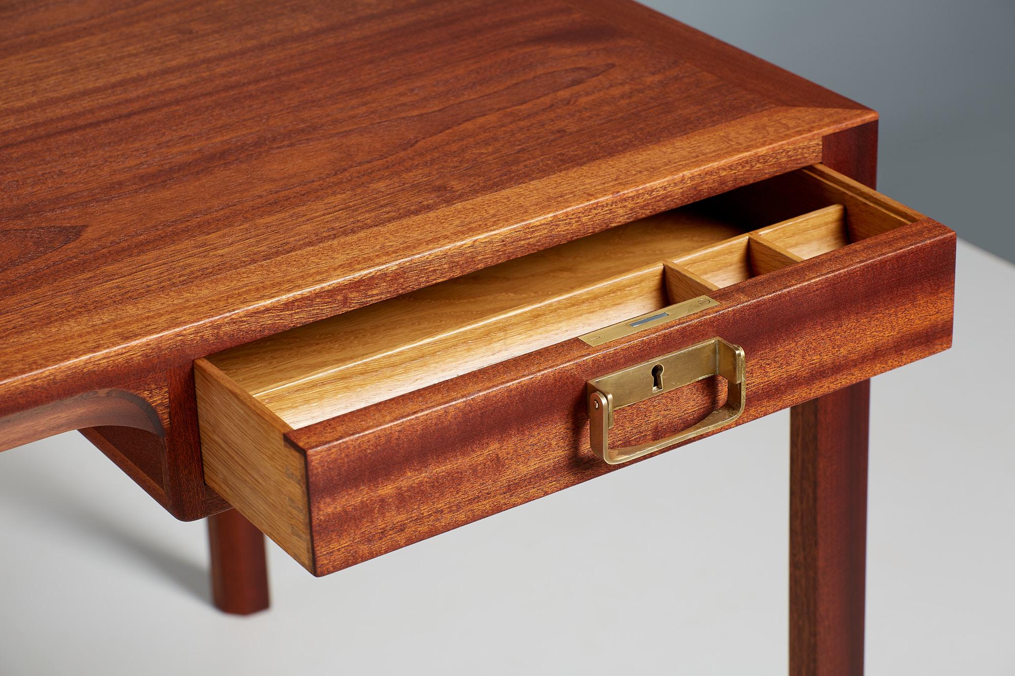 Scandinavian Modern Bernt Petersen Danish Mahogany 2 Drawer Desk, 1950s