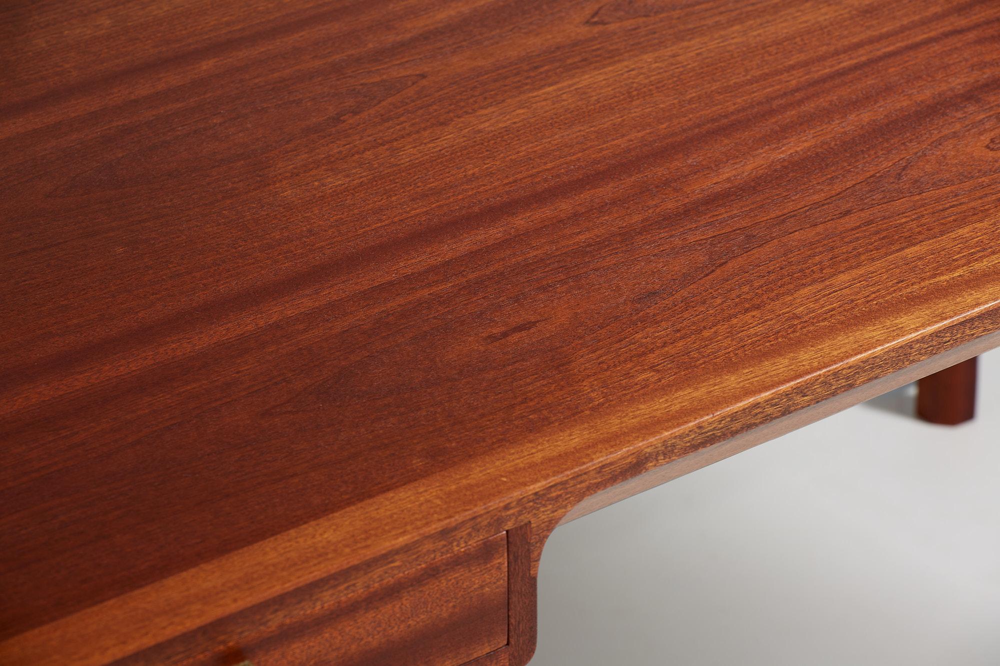 Bernt Petersen Danish Mahogany 2 Drawer Desk, 1950s 3
