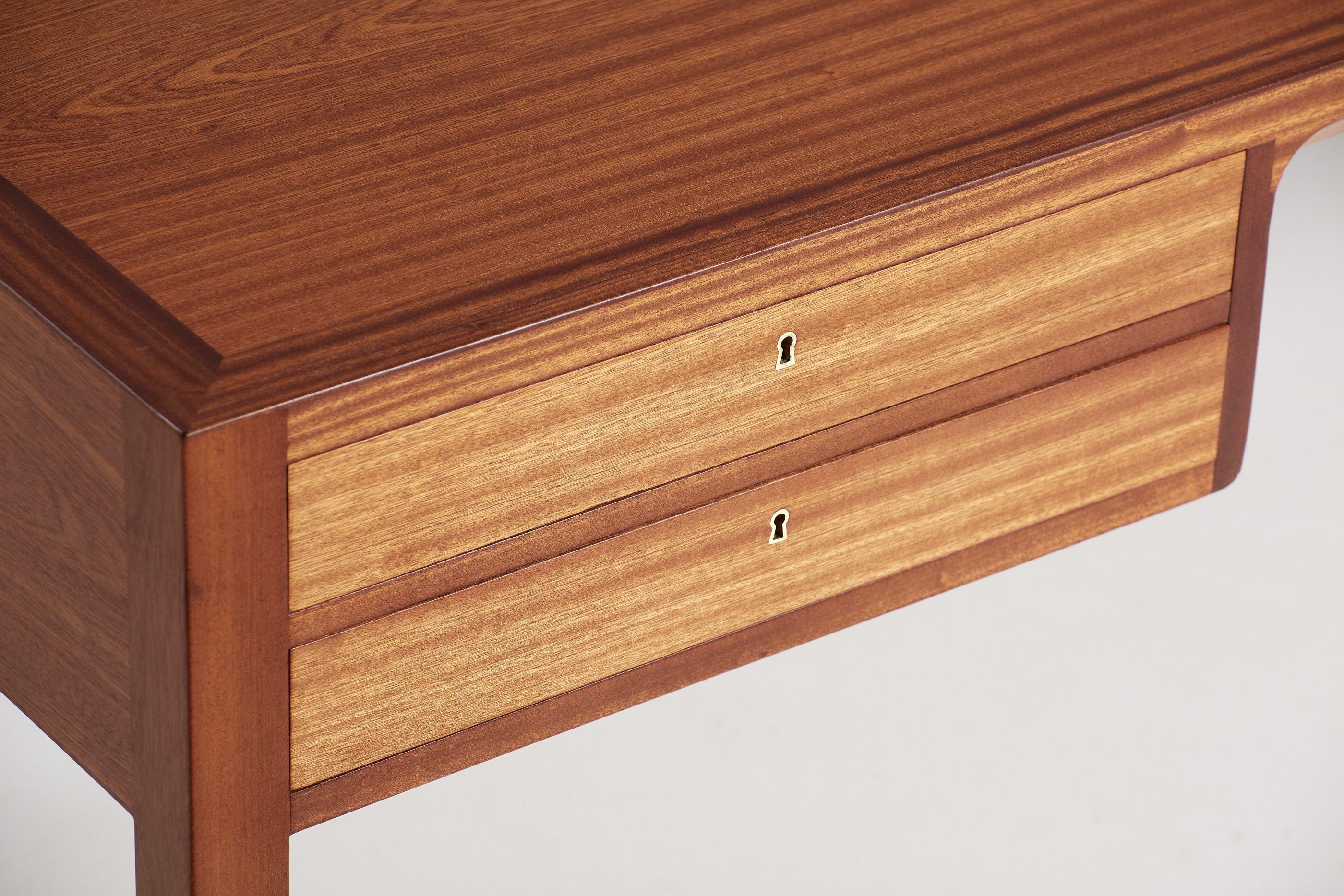 Mid-20th Century Bernt Petersen Danish Mahogany 4 Drawer Desk, 1950s