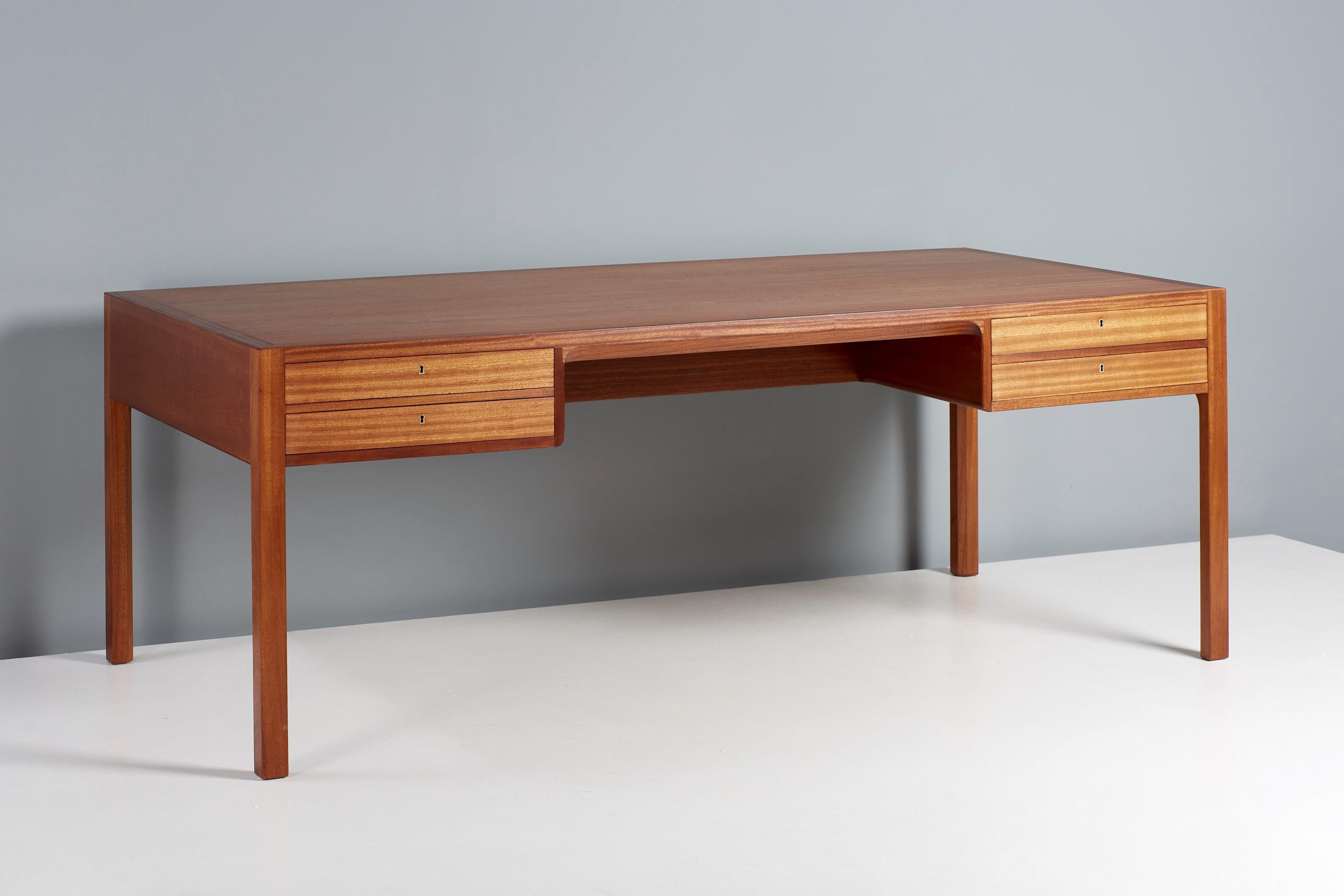 Bernt Petersen Danish Mahogany 4 Drawer Desk, 1950s 2