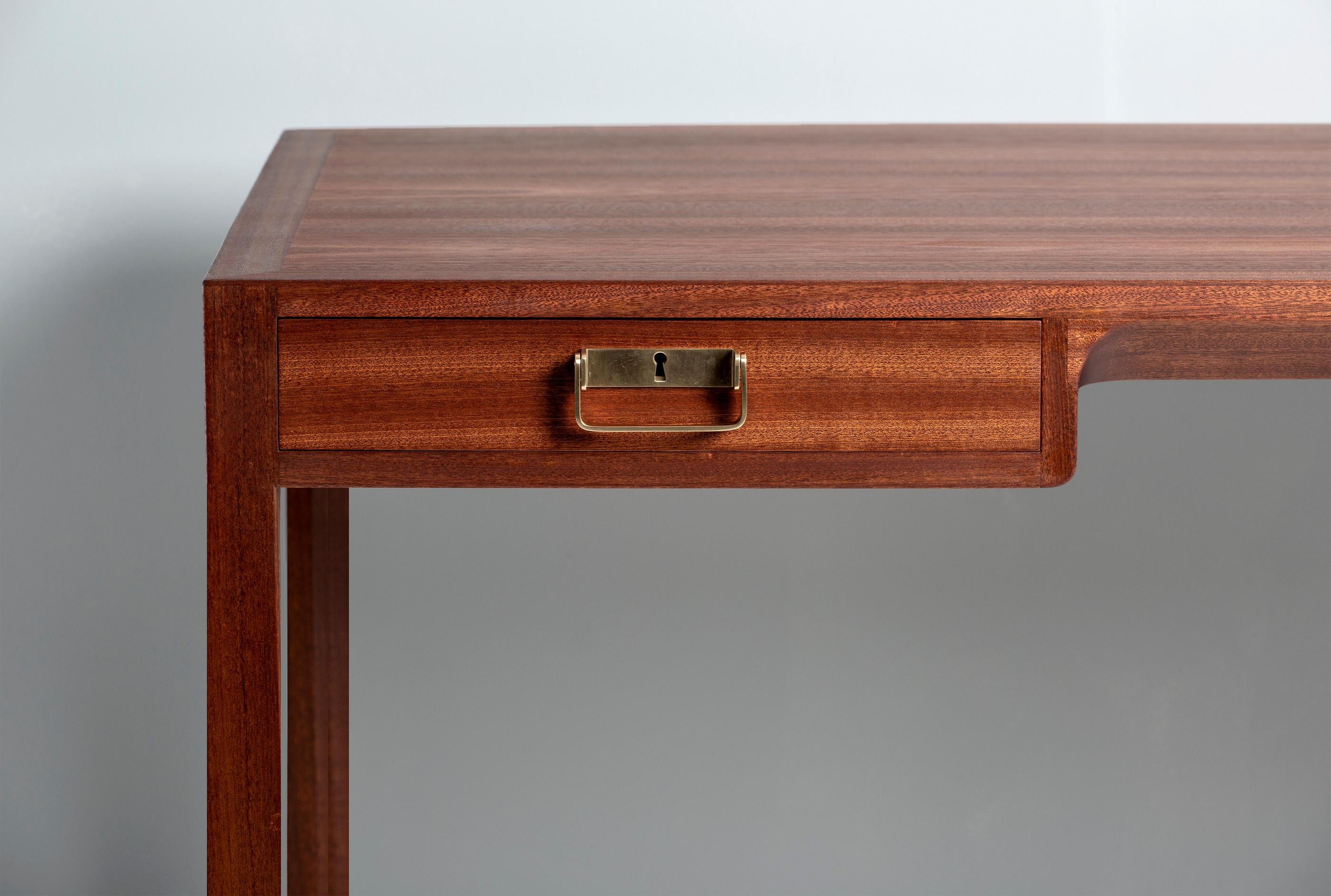 Scandinavian Modern Bernt Petersen Danish Mahogany Writing Desk, 1950s