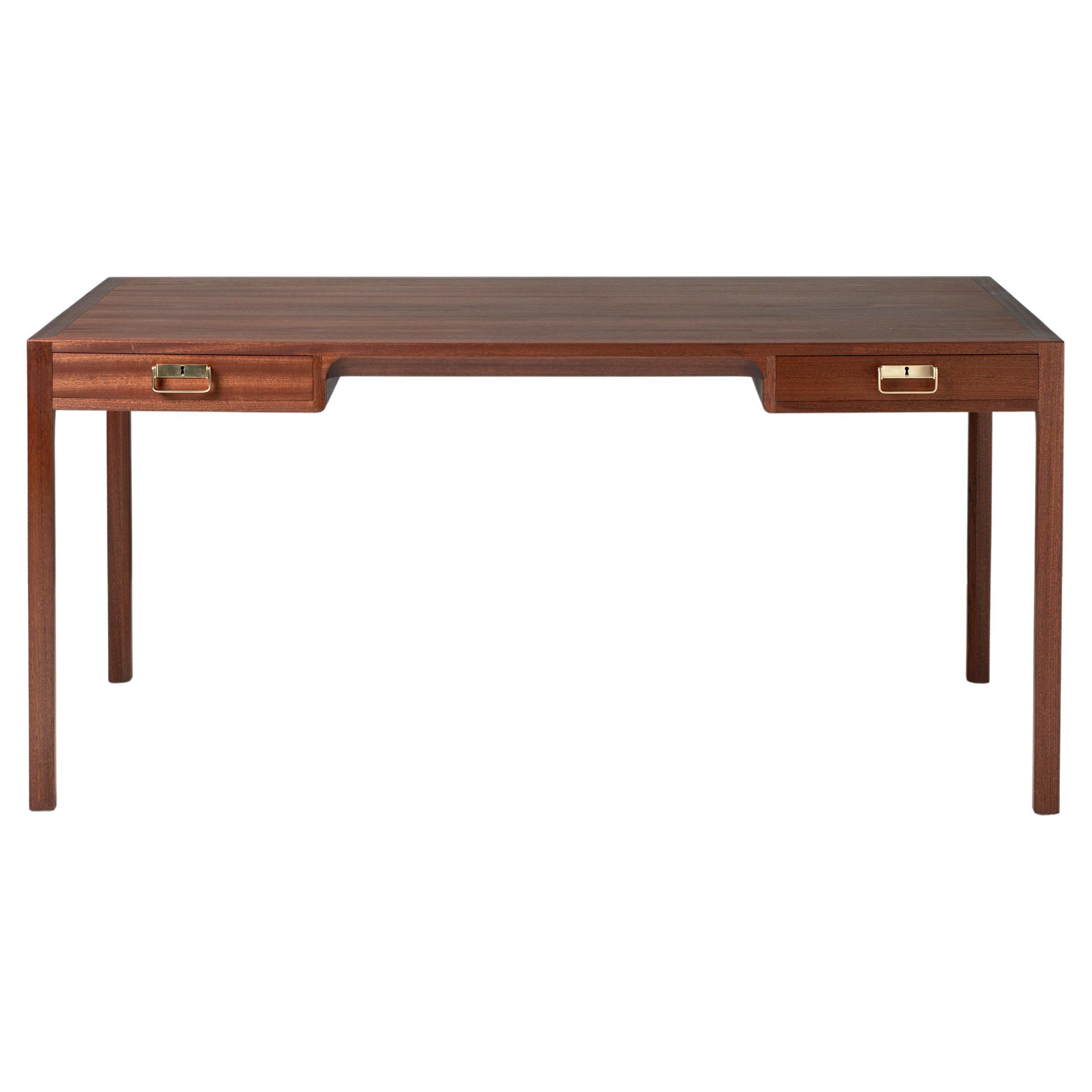 Bernt Petersen Danish Mahogany Writing Desk, 1950s