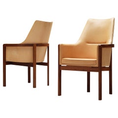 Paire de chaises de salle à manger en cuir Bernt Petersen pour Sborg Mbelfabrik