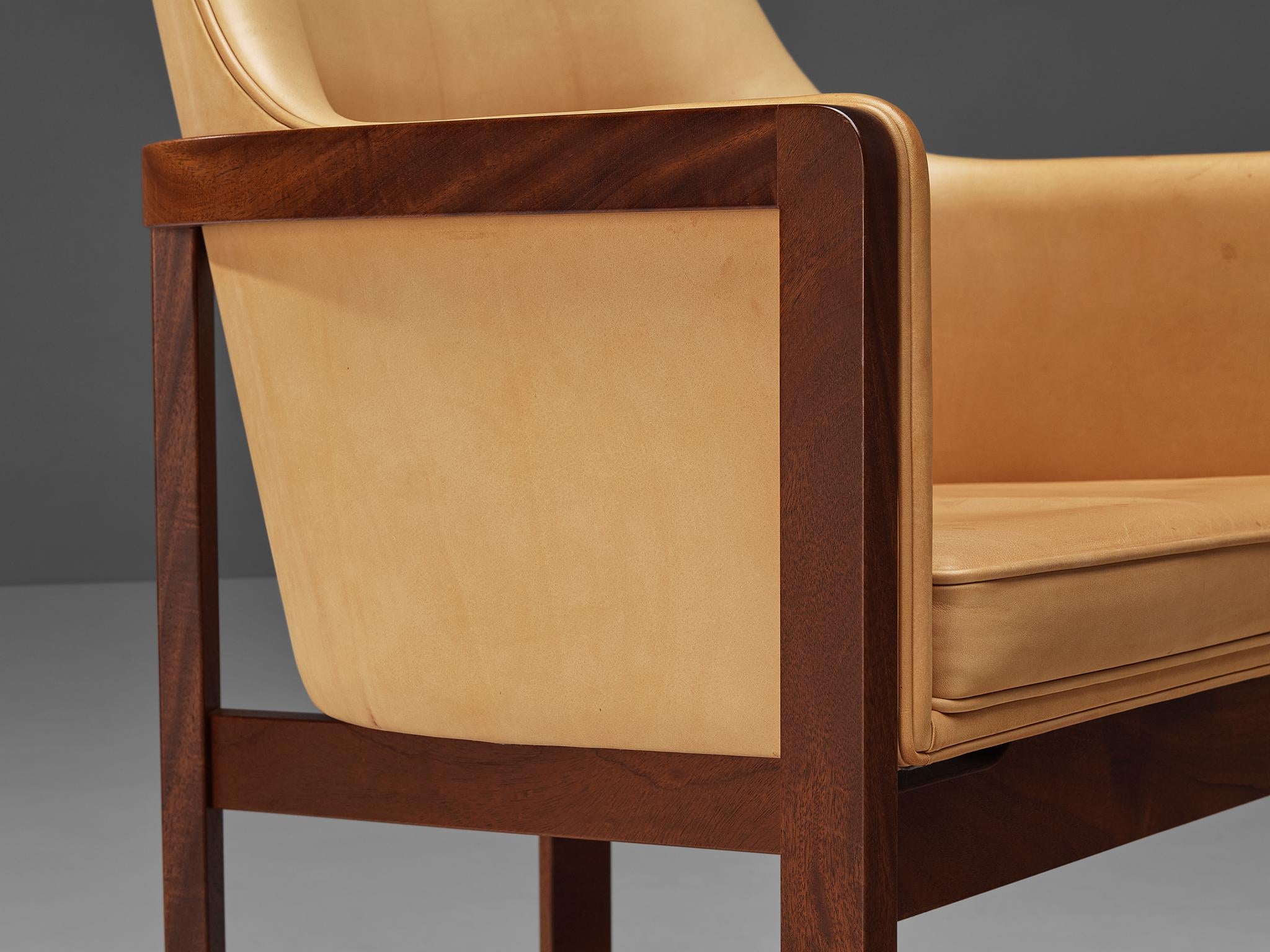 Scandinavian Modern Bernt Petersen for Søborg Møbelfabrik Set of Four Dining Chairs in Leather  For Sale
