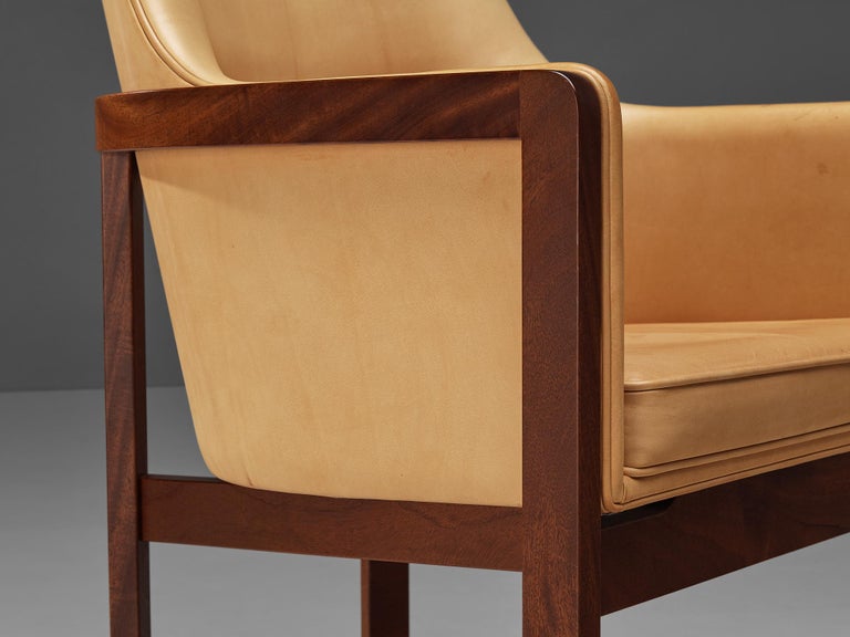Mid-20th Century Bernt Petersen for Søborg Møbelfabrik Set of Four Dining Chairs in Leather For Sale