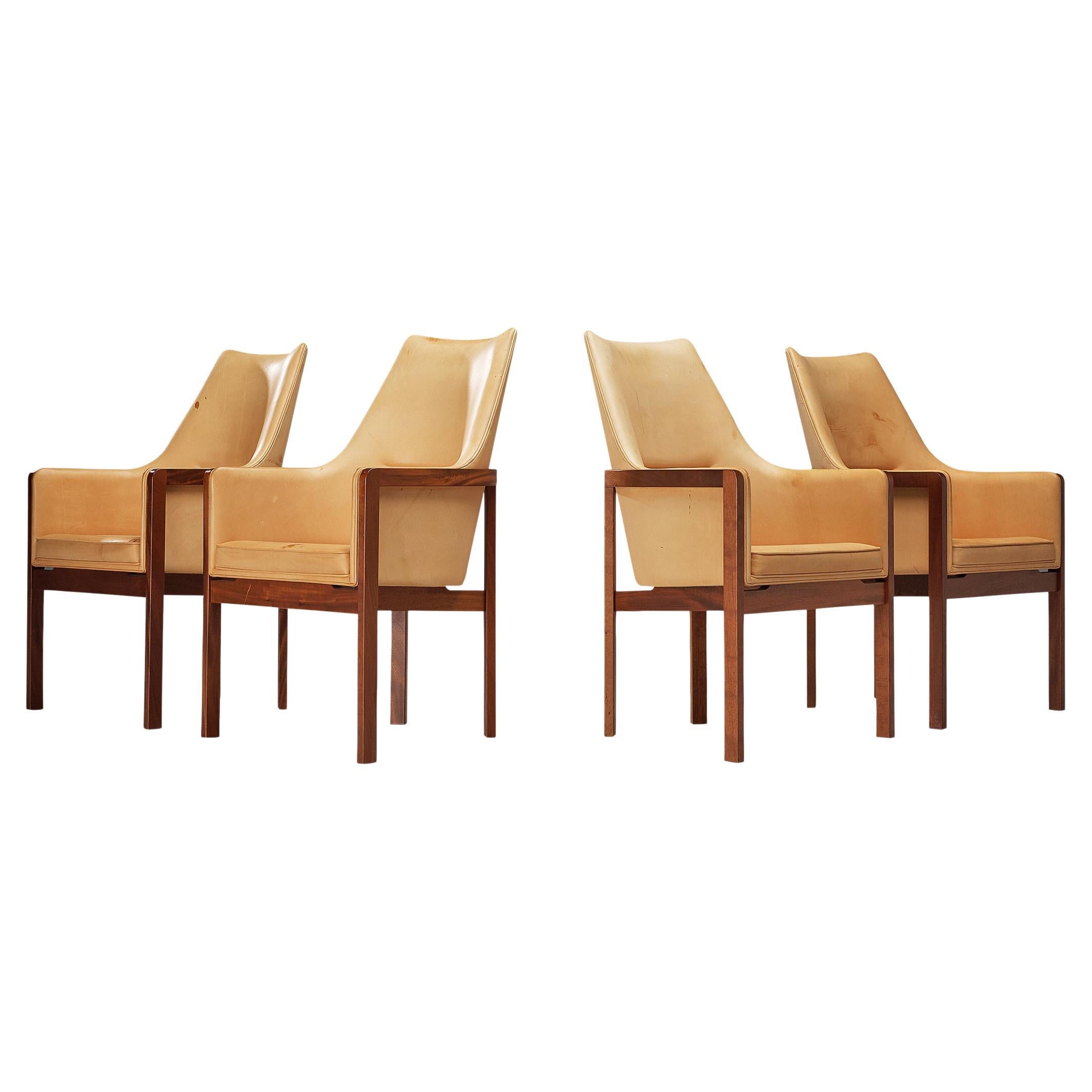 Bernt Petersen for Søborg Møbelfabrik Set of Four Dining Chairs in Leather