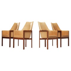 Used Bernt Petersen for Søborg Møbelfabrik Set of Four Dining Chairs in Leather