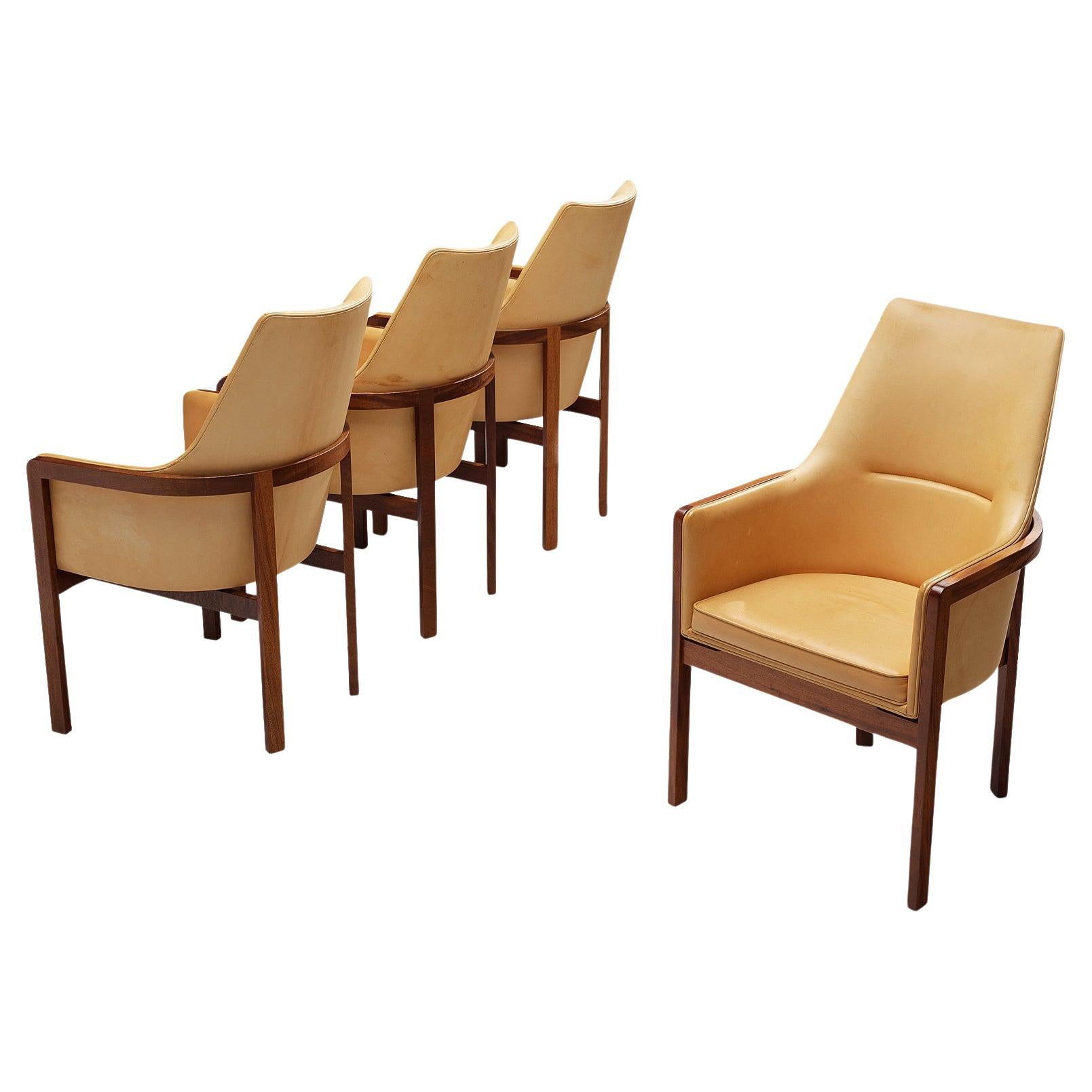 Bernt Petersen for Søborg Møbelfabrik Set of Four Dining Chairs in Leather  For Sale