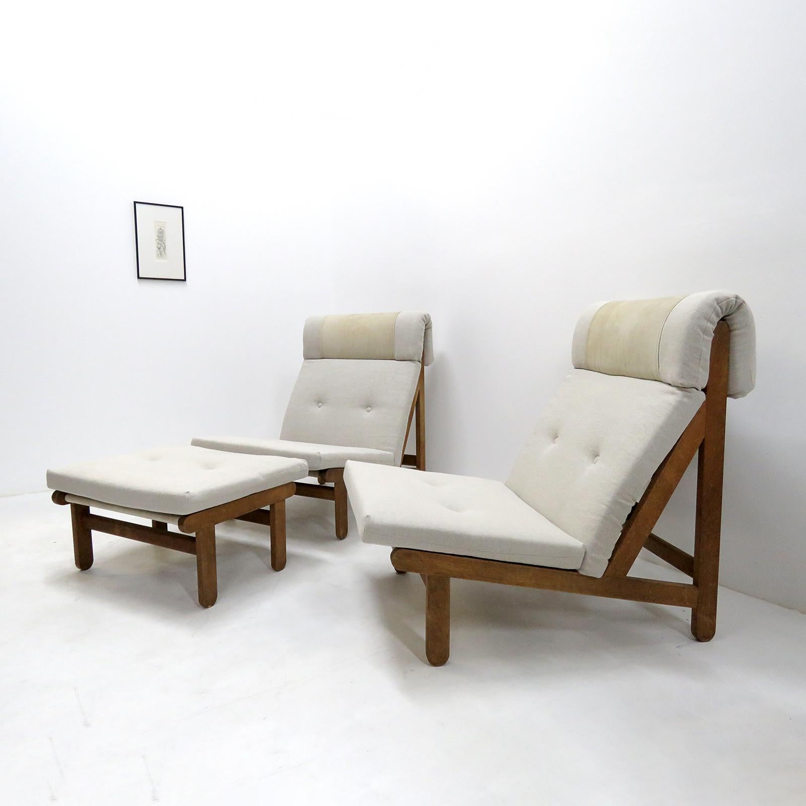Canvas Bernt Petersen Lounge Chairs & Ottoman, 1970