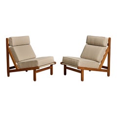 Bernt Petersen, Lounge Chairs, Pine, Fabric, Canvas, Denmark, 1960s