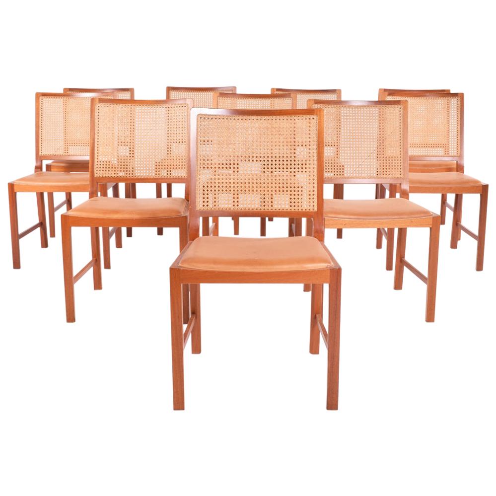 Bernt Petersen Mahogany Dining Chairs by Rud Rasmussen