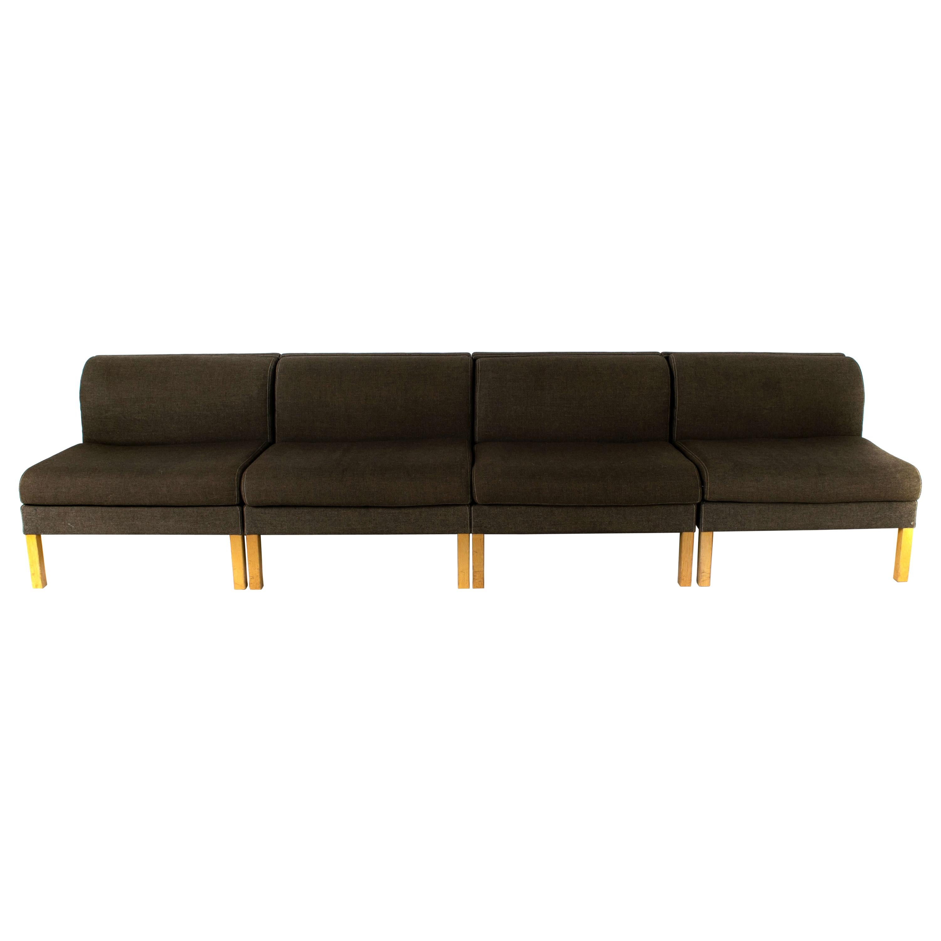 Bernt Petersen Modular Sofa in Oak and Saga 180 Fabric, Denmark, 1980 For Sale